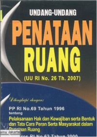 Undang-Undang Penataan Ruang: (UU RI No. 26 Th. 2007)