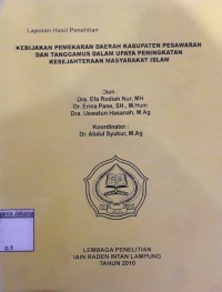 Kebijakan Pemekaran Daerah Kabupaten Pesawaran dan Tanggamus Dalam Upaya Peningkatan Kesejahteraan Masyarakat Islam