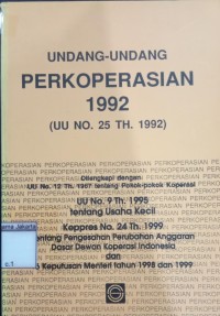 Undang-Undang Perkoperasian 1992: (UU No.25 th.1992)