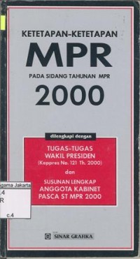 Image of Ketetapan-Ketetapan MPR Pada Sidang Tahunan MPR 2000